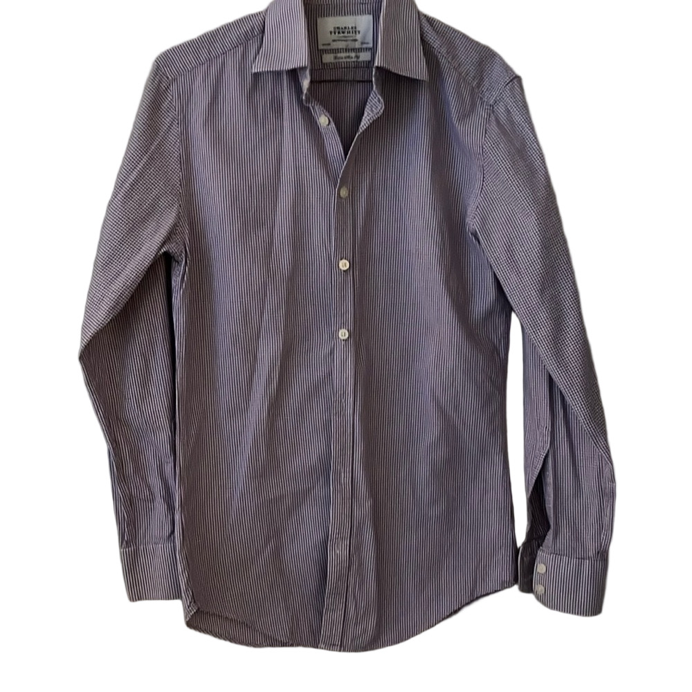 Charles Tyrwhitt extra slim 14.5 button down shirt purple office business casual